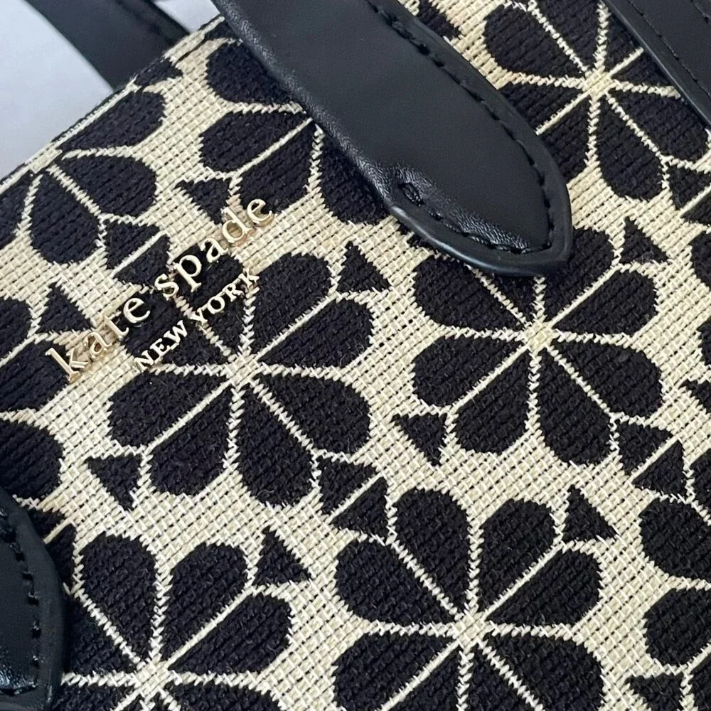 Kate Spade Manhattan Mini Tote Blue Floral Jacquard Leather Crossbody - Picture 9 of 13